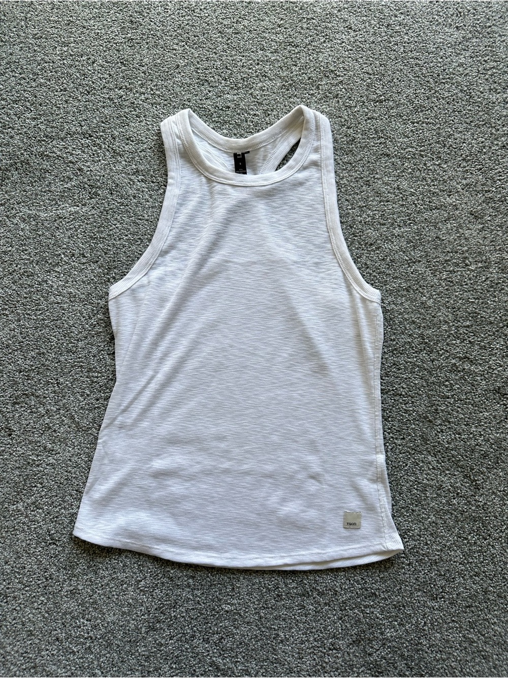 Vuori White Ribbed Racerback Tank Top